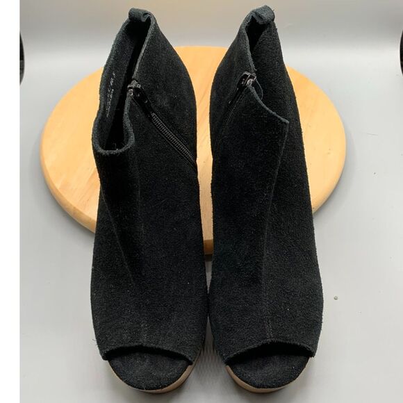 NASTY GAL 9.5 WOMENS SHOE CULT PLATFORM BLACK SUEDE WOOD HEEL - Picture 3 of 12